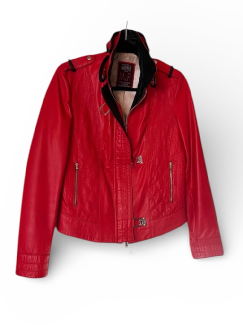 Italian Leather Red Moto Jacket
